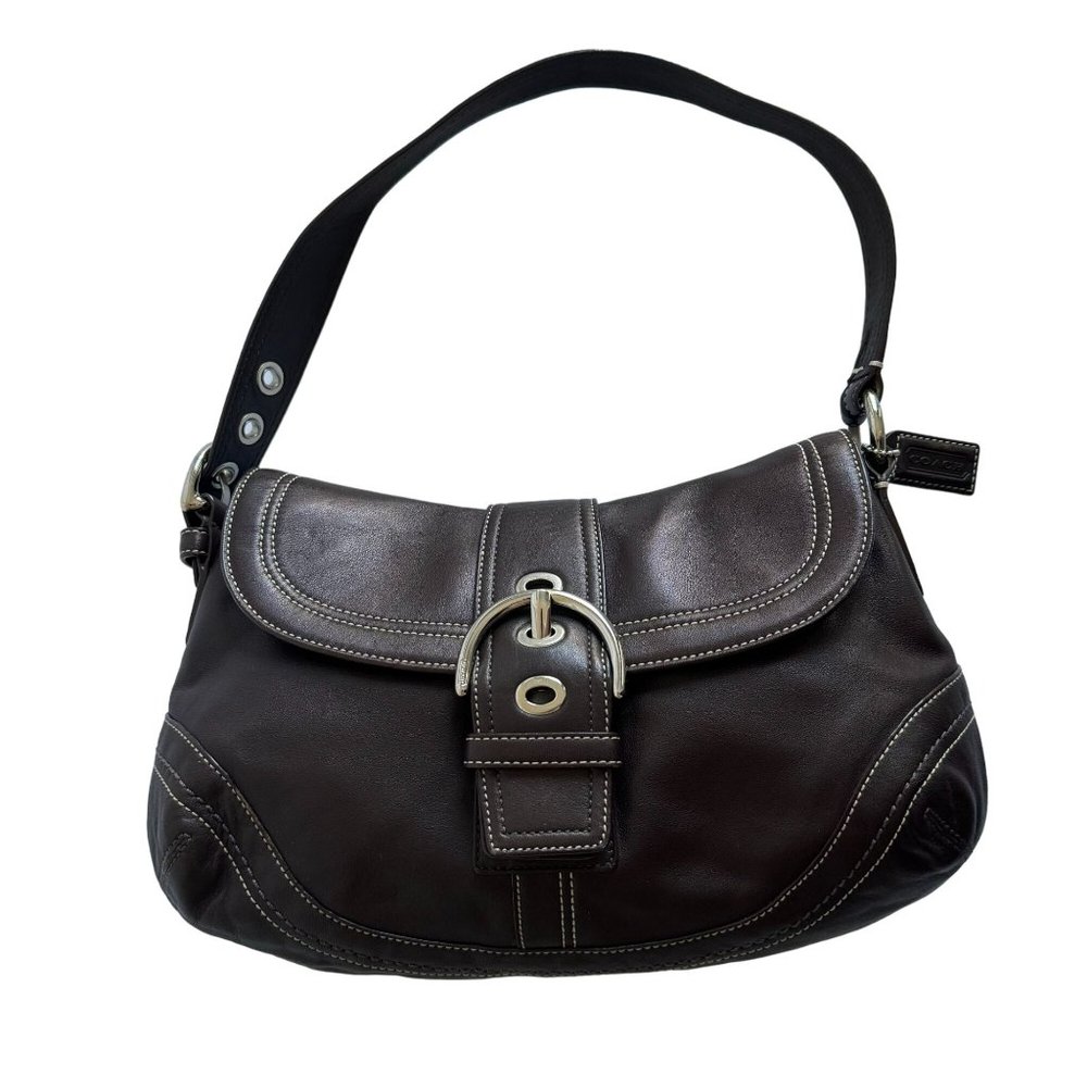Authentic Vintage Coach Dark Brown Leather Soho Hobo Handbag F10910 Western